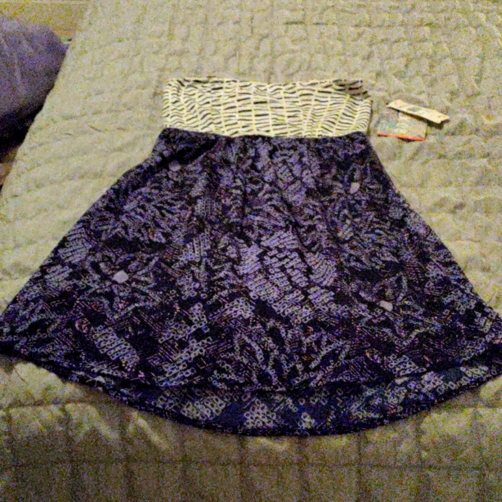 NEW Roxy Strapless Dress S Pattern Blue